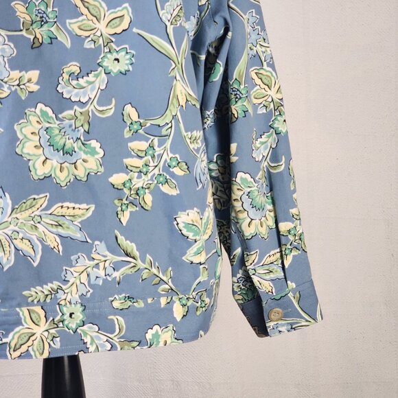 Appleseed's Petite Cotton Canvas Short Waisted Blue Grey Floral Jacket Size 18P - Picture 12 of 16